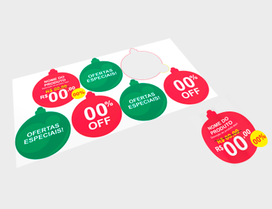 Adesivo para Vitrine Vinil Kit com 5x Círculos de Natal 29x33,6cm e 2x Círculos de Natal 31,5x34,6cm - 4x0 - 1 unid