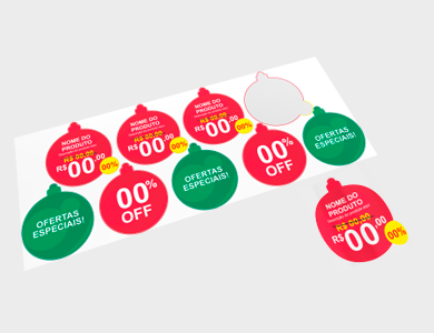 Adesivo para Vitrine Vinil Kit com 4x Círculos de Natal 23,8x26cm e 5x Círculos de Natal 22x25,3cm - 4x0 - 1 unid