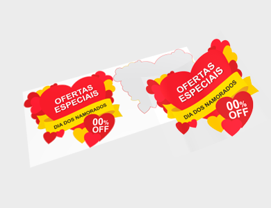 Adesivo para Vitrine Transparente 2x Coração 59,5x50,6cm - 4x0 - 1 unid