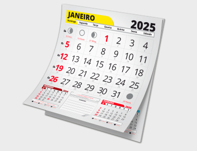 Bloco de Calendário 2025 para Folhinha Duplex 21x23 cm - 100 unid