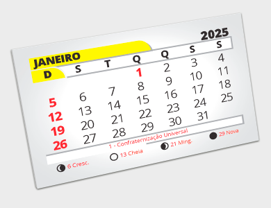 Bloco de Calendário 2025 7x4cm - 50 unid