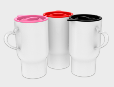 Caneca Veicular com Alça Coração em Polímero para Sublimação 550ml - 3 unid