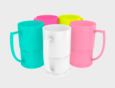 Caneca de Chopp Colorida em Polímero para Sublimação 500ml - 75 unid