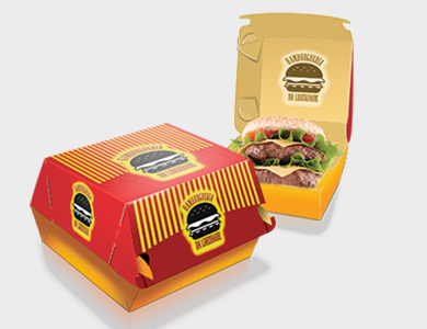 Embalagem para Hambúrguer Kraft 240g sem Película Antigordura 9,5x9x4cm - 4x0 - 250 unid