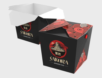 Embalagem Box com Ilhós Papel Alimentício 270g com Película Antigordura 6,5x6,5x7,5cm - 4x0 - 500 unid