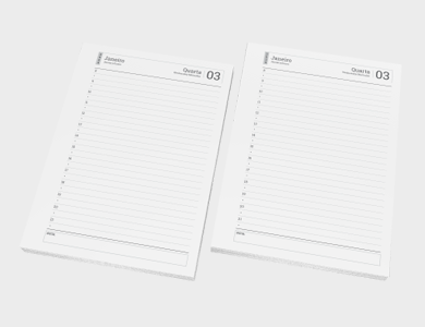 Miolo de Agenda A6 Sulfite 75g PB - Modelo Diária 2025 - 1x1 - 5 unid