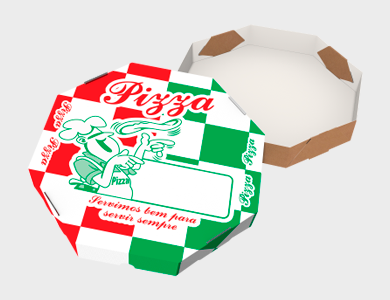 Caixa de Pizza Estampada Octagonal 25x25cm - 500 unid