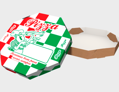 Caixa de Pizza Estampada Octagonal 30x30cm - 25 unid