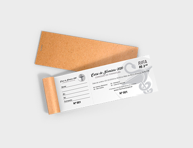 Bloco de Rifa para Ação Entre Amigos com Canhoto Numerado Sulfite 75g 19,5x6,5 cm 10x1 via - 1x0 - 1000 unid