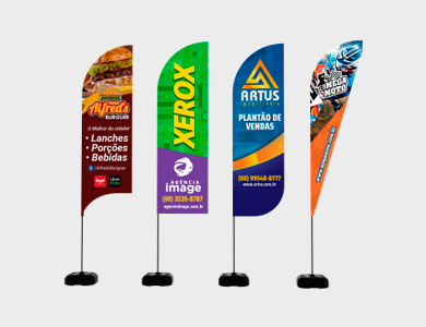 Wind Banner Gigante com Base de Plástico Tecido Helanca 75x300cm - 4x4 - 1 unid