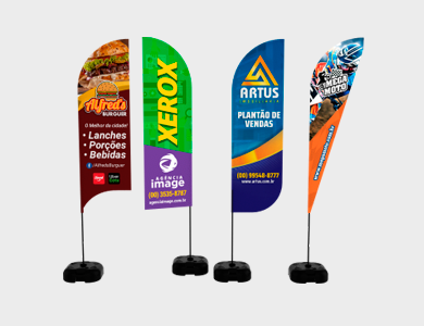 Wind Banner Grande com Base de Plástico Tecido Helanca 75x200cm - 4x4 - 1 unid