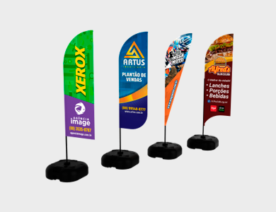 Wind Banner Mini com Base de Plástico Tecido Oxford 50x170cm - 4x4 - 1 unid